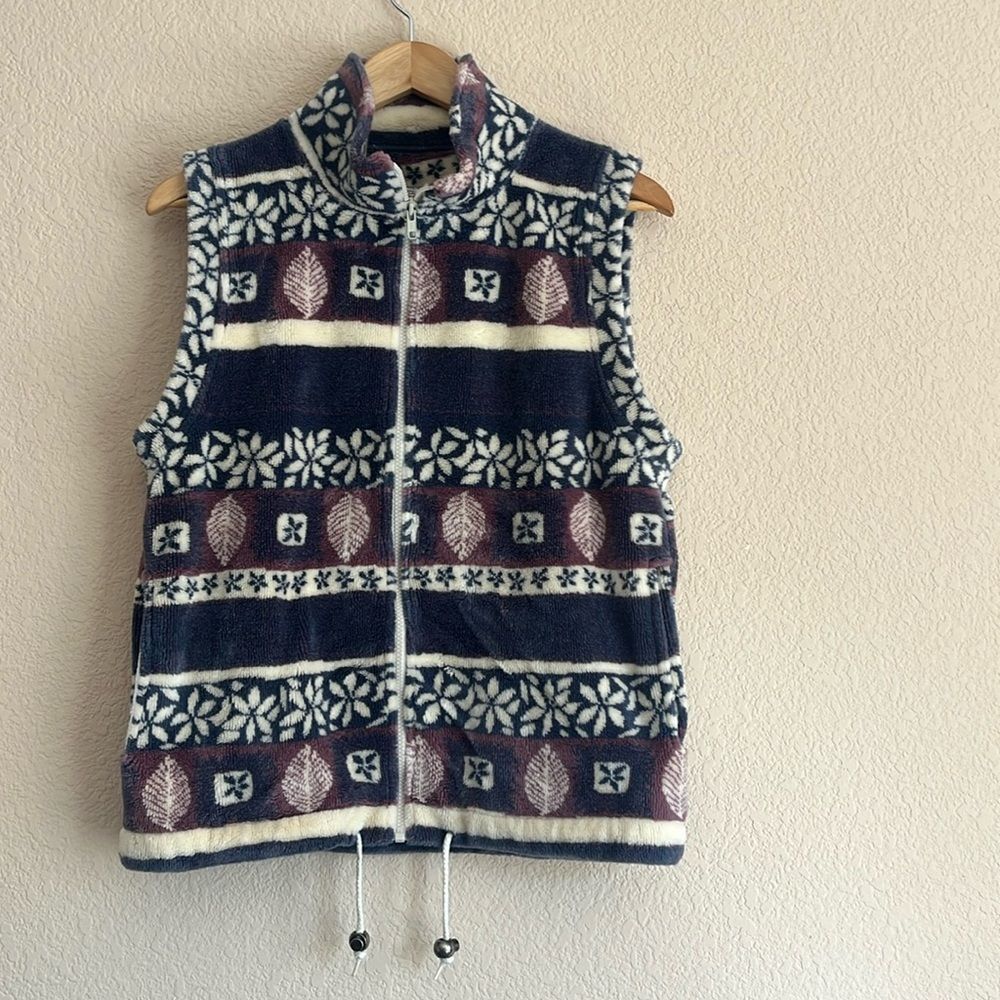 Vintage Oregon Fleece Patterned Soft Vest Size Small Purple Pink Pastel Fluffy